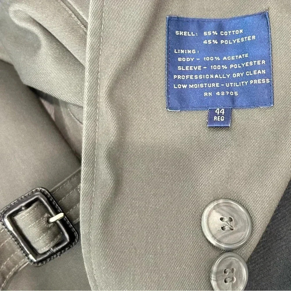 VTG 90 Stafford Trench Coat Removable Lining Men Size 44 Reg Button Up Belt Flaw - Picture 11 of 16